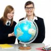 educ-teacher and student globe